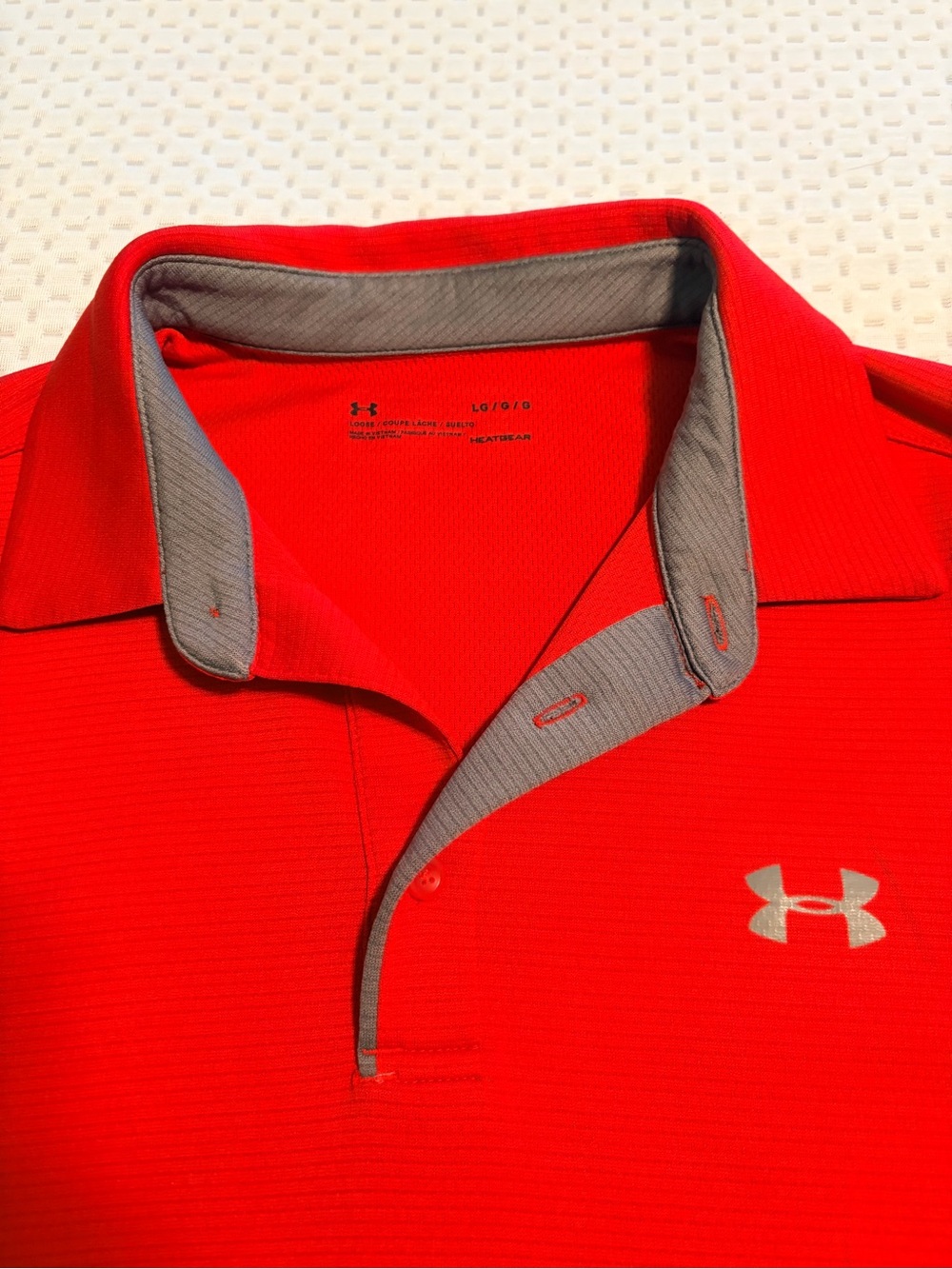Under Armour Red Polo with Gray Contrast Collar